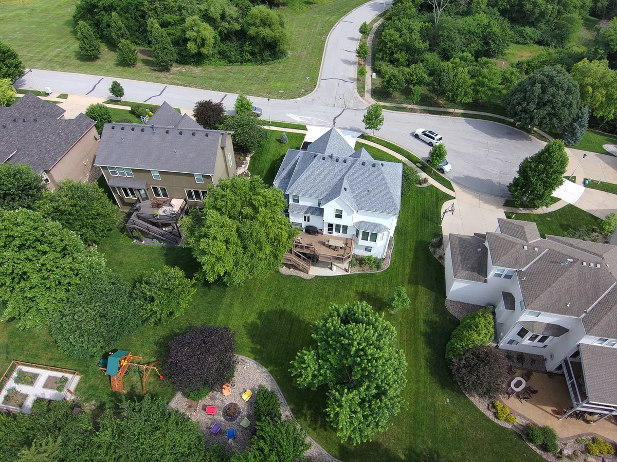 Aerial view of a suburban neighborhood
